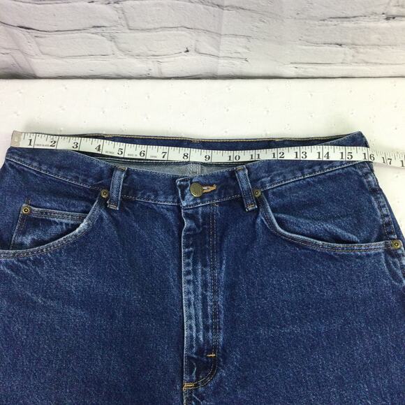 Wrangler Men's Cowboy Medium Wash 5 Pocket Cotton Straight Leg Blue Jeans 34 - Picture 8 of 10